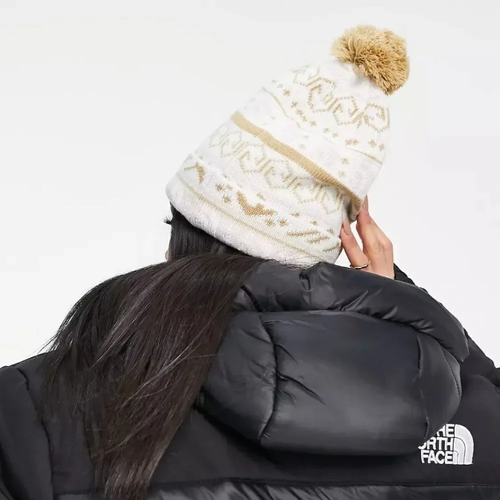 The North Face Fair Isle pom pom unisex winter beanie hat